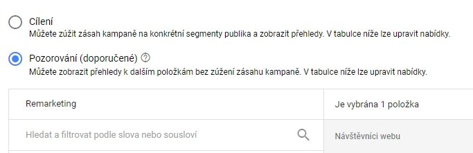 Pozorování v AdWords